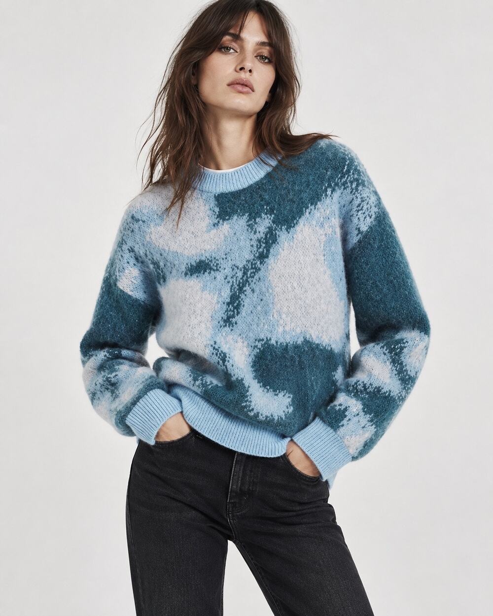 The Kooples Paris Abstract Art As Fashion Mohair Blend Crewneck Sweater -